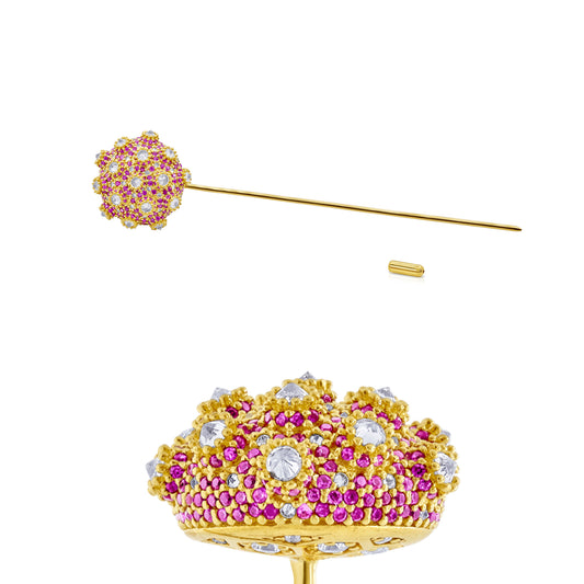 Asanoha Lapel Pin - Pink - Gold