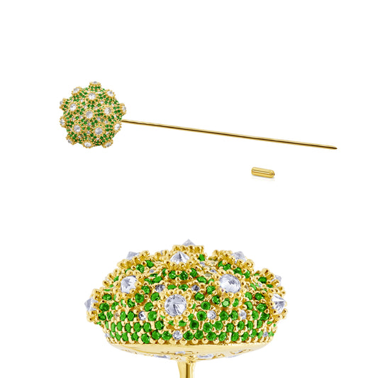 Asanoha Lapel Pin - Green - Gold