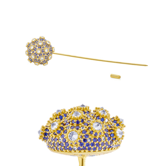 Asanoha Lapel Pin - Blue - Gold