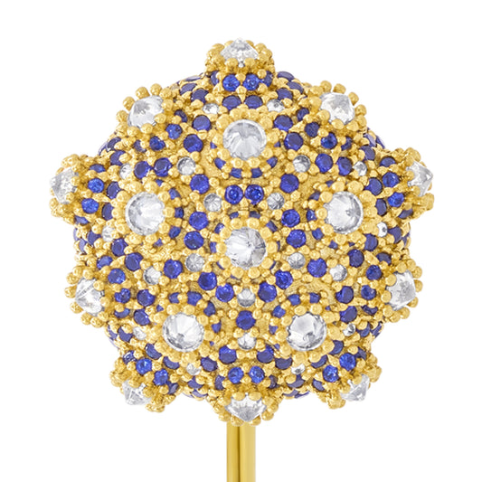 Asanoha Lapel Pin - Blue - Gold