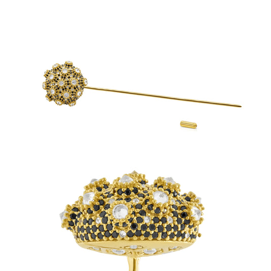 Asanoha Lapel Pin - Black - Gold