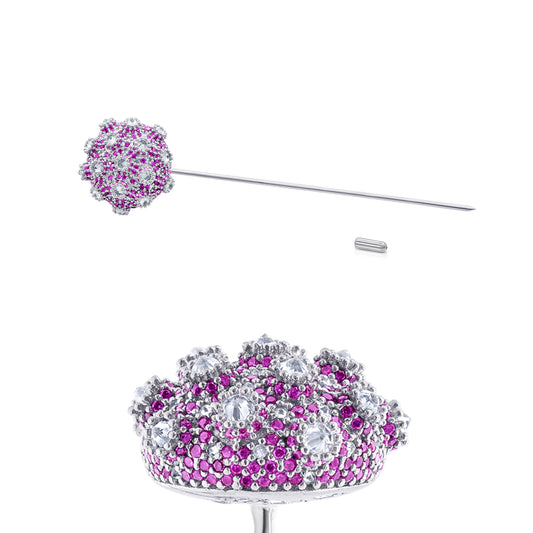 Asanoha Lapel Pin - Pink - Silver