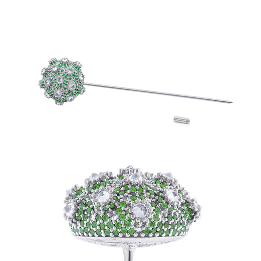 Asanoha Lapel Pin - Green - Silver