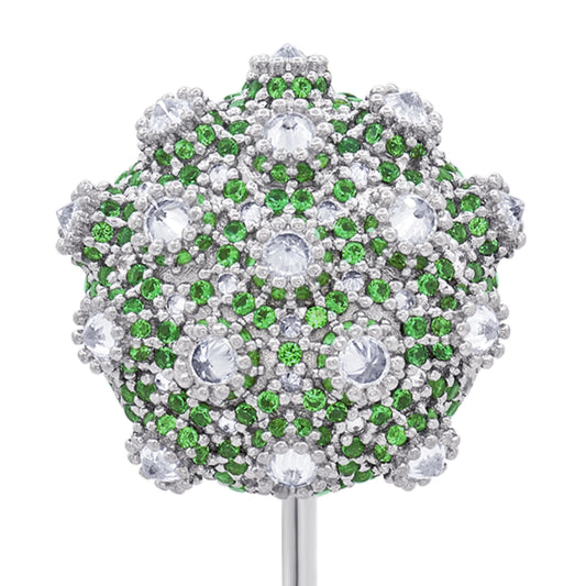 Asanoha Lapel Pin - Green - Silver
