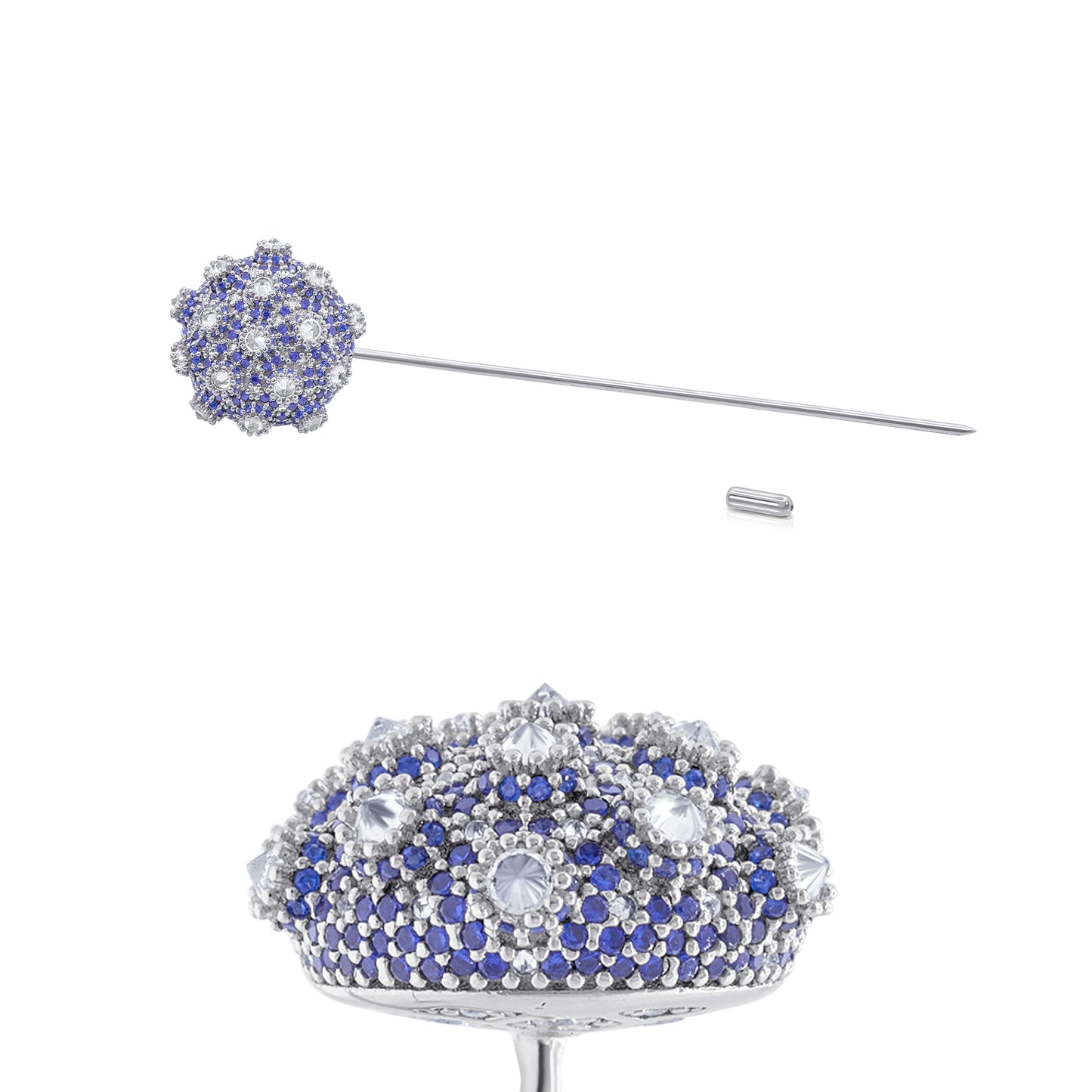 Asanoha Lapel Pin - Blue - Silver