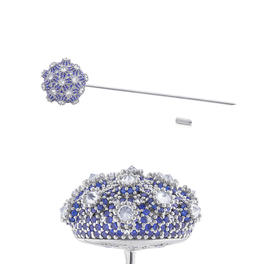 Asanoha Lapel Pin - Blue - Silver