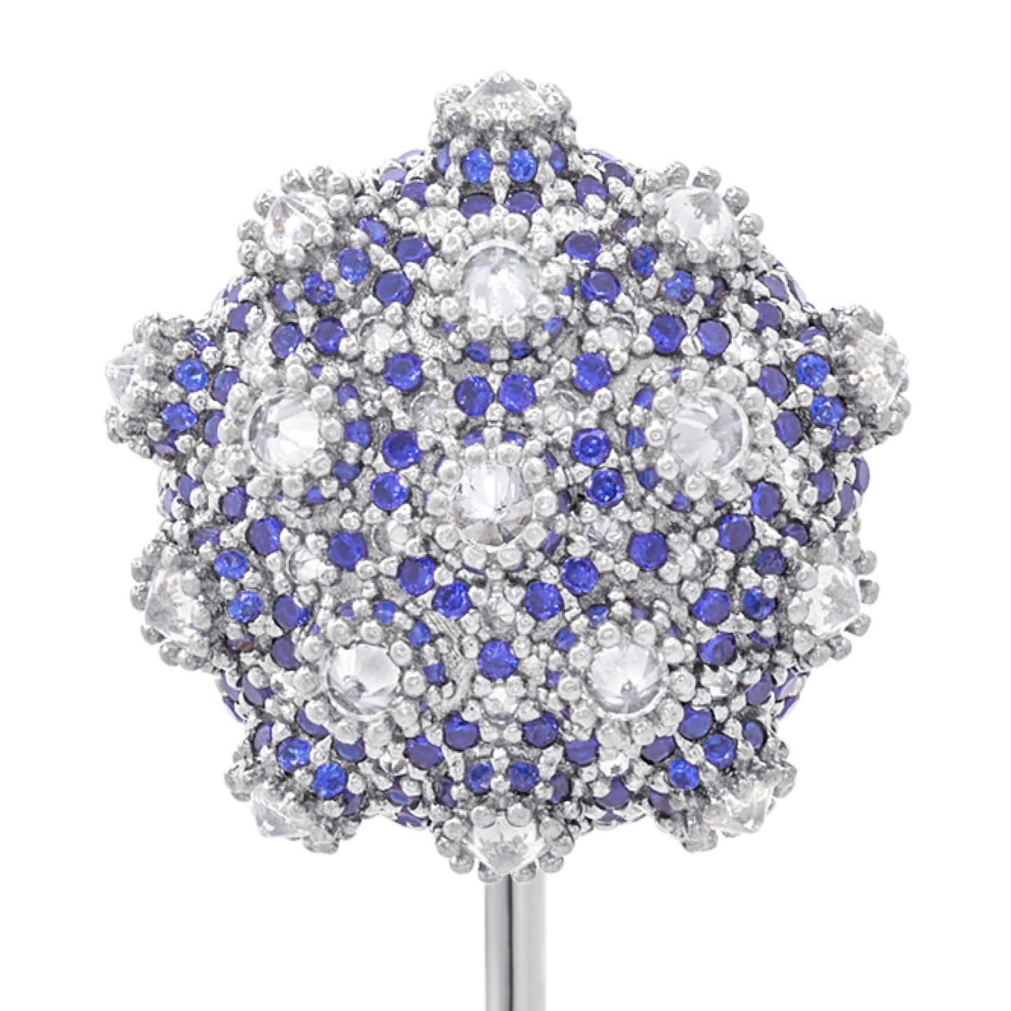 Asanoha Lapel Pin - Blue - Silver