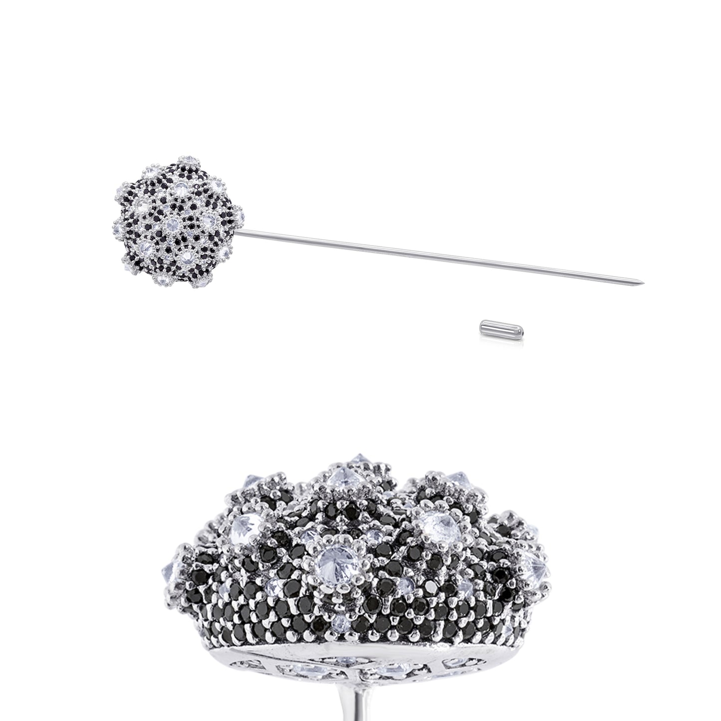 Asanoha Lapel Pin - Black - Silver