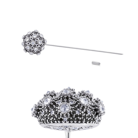 Asanoha Lapel Pin - Black - Silver