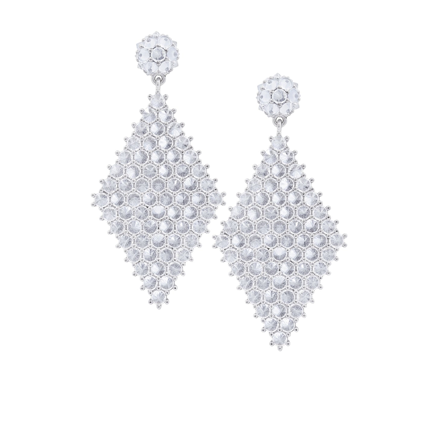 Donna Marquesa Cocktail Earrings - White - Silver