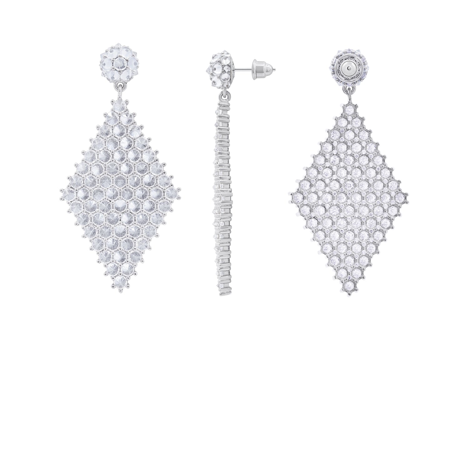Donna Marquesa Cocktail Earrings - White - Silver