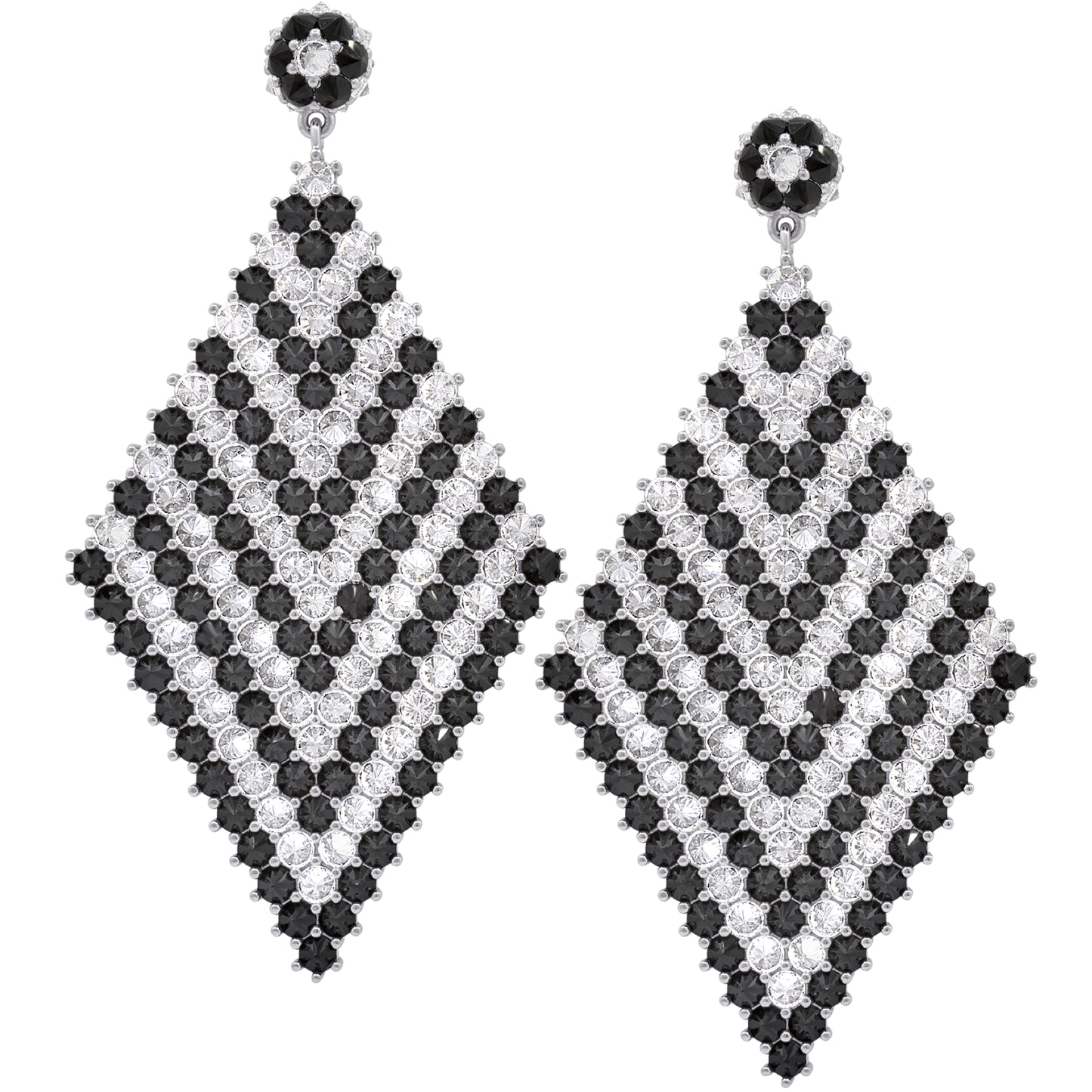 Grand Donna Marquesa Cocktail Earrings - Chevron - Silver