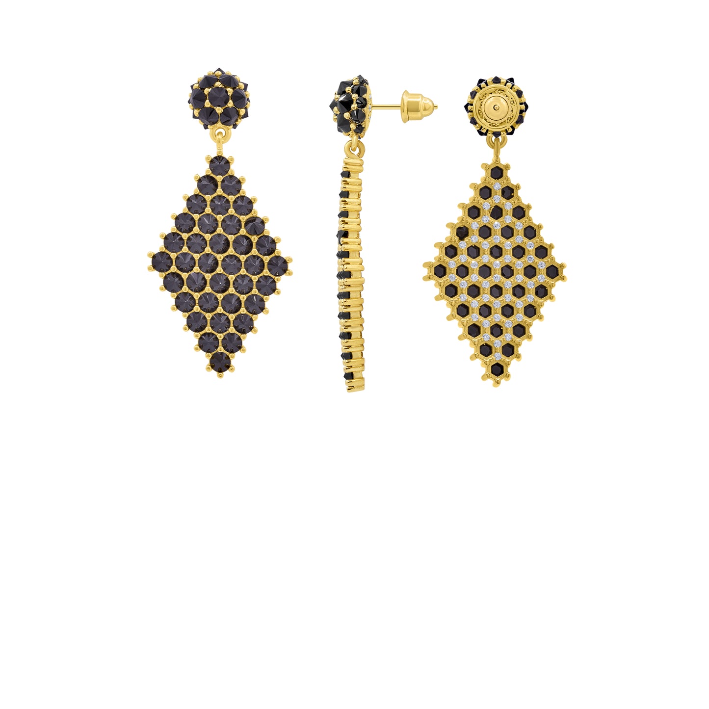 Petit Donna Marquesa Cocktail Earrings - Black - Gold