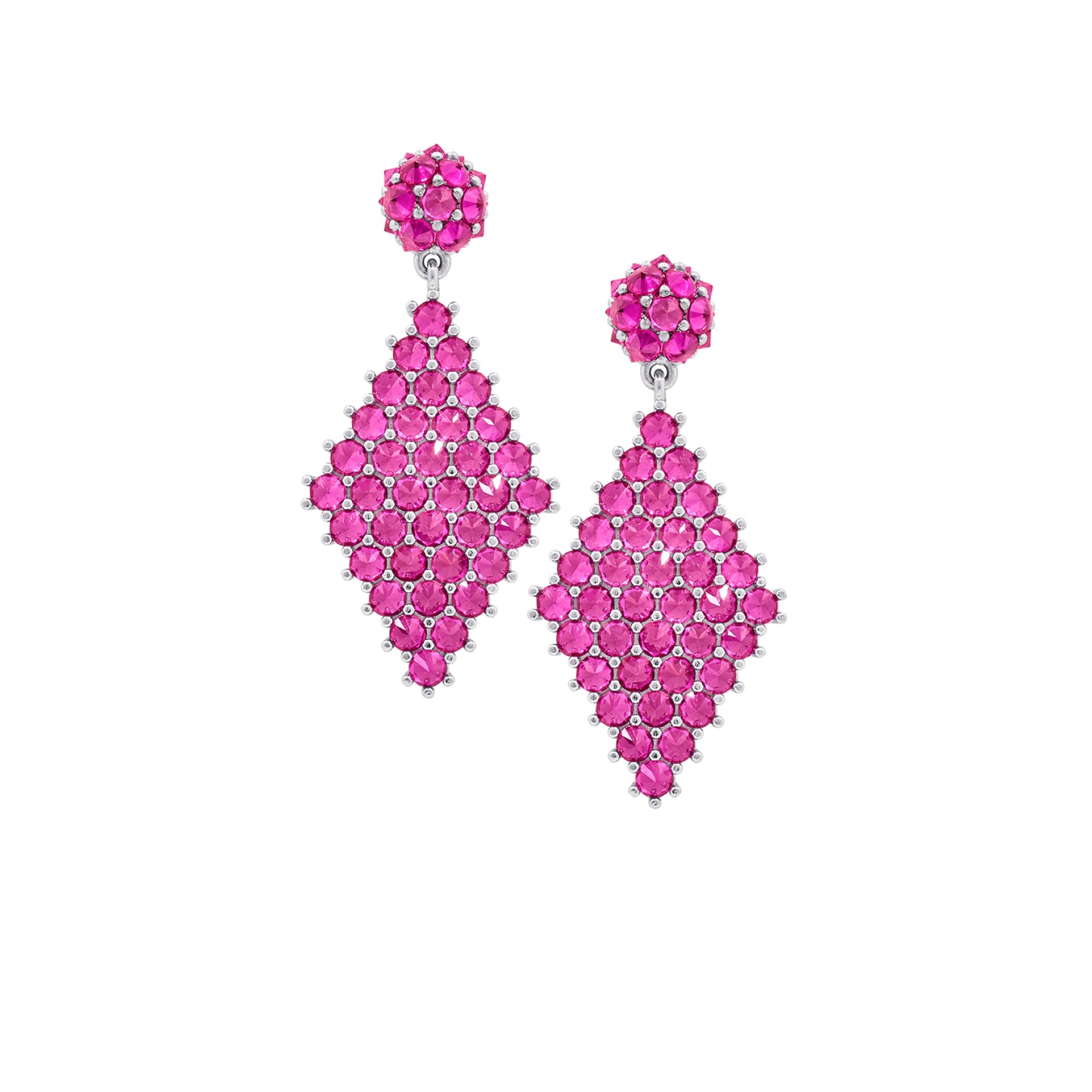 Petit Donna Marquesa Cocktail Earrings - Pink - Silver