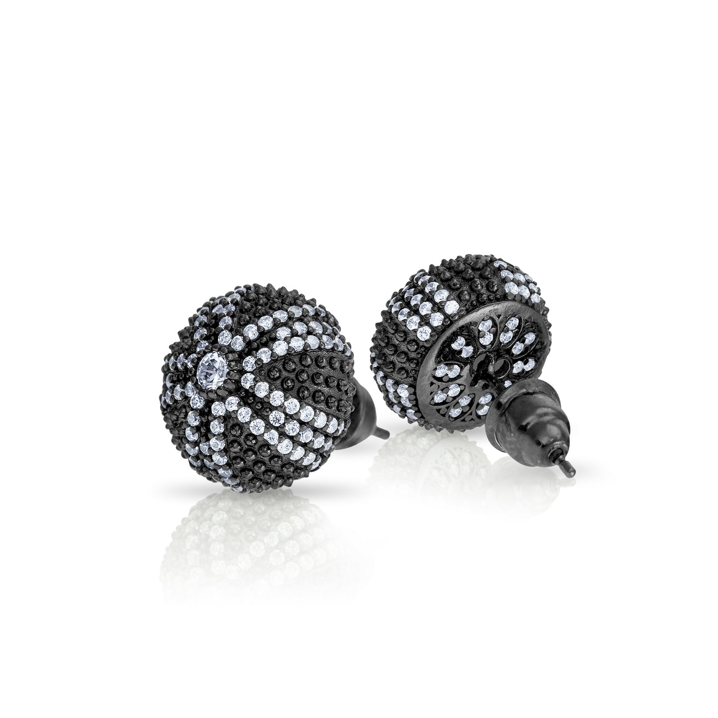 Sea Urchin Cocktail Stud Earrings - Black Rhodium