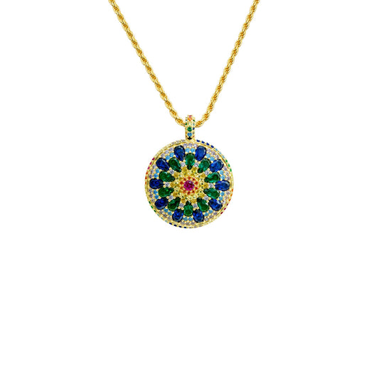 Chakra Mandala Cocktail Necklace 60cm - Gold
