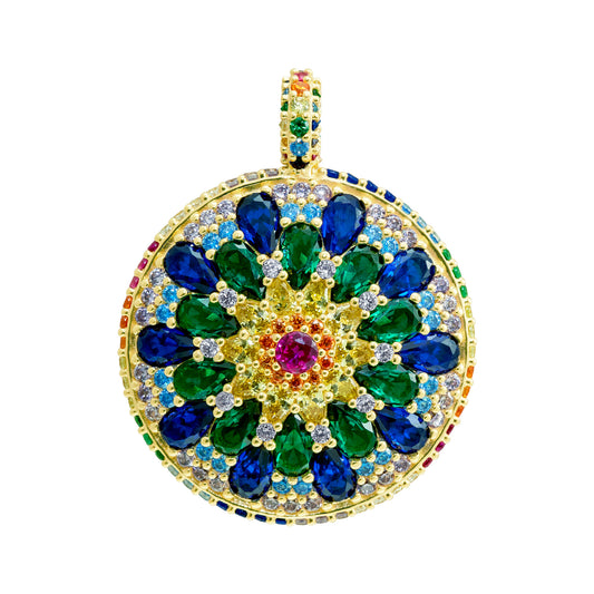 Chakra Mandala Cocktail Pendant Charm - Gold