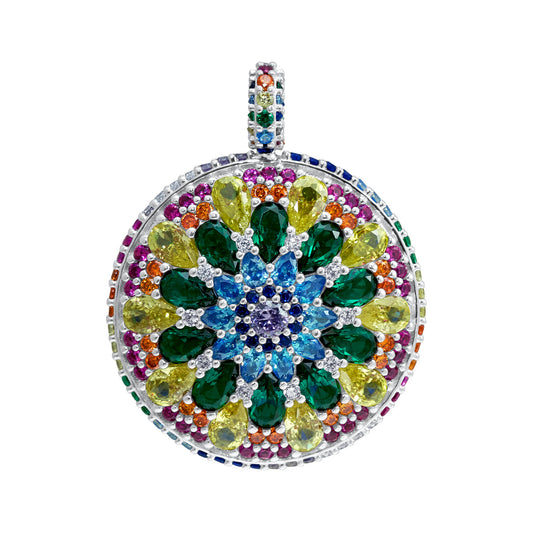 Chakra Mandala Cocktail Pendant Charm - Silver
