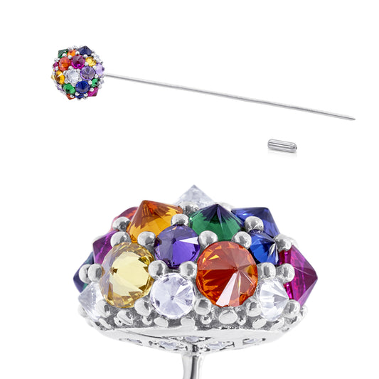 Grand Perfect Bonbon Lapel Pin - Rainbow - Silver