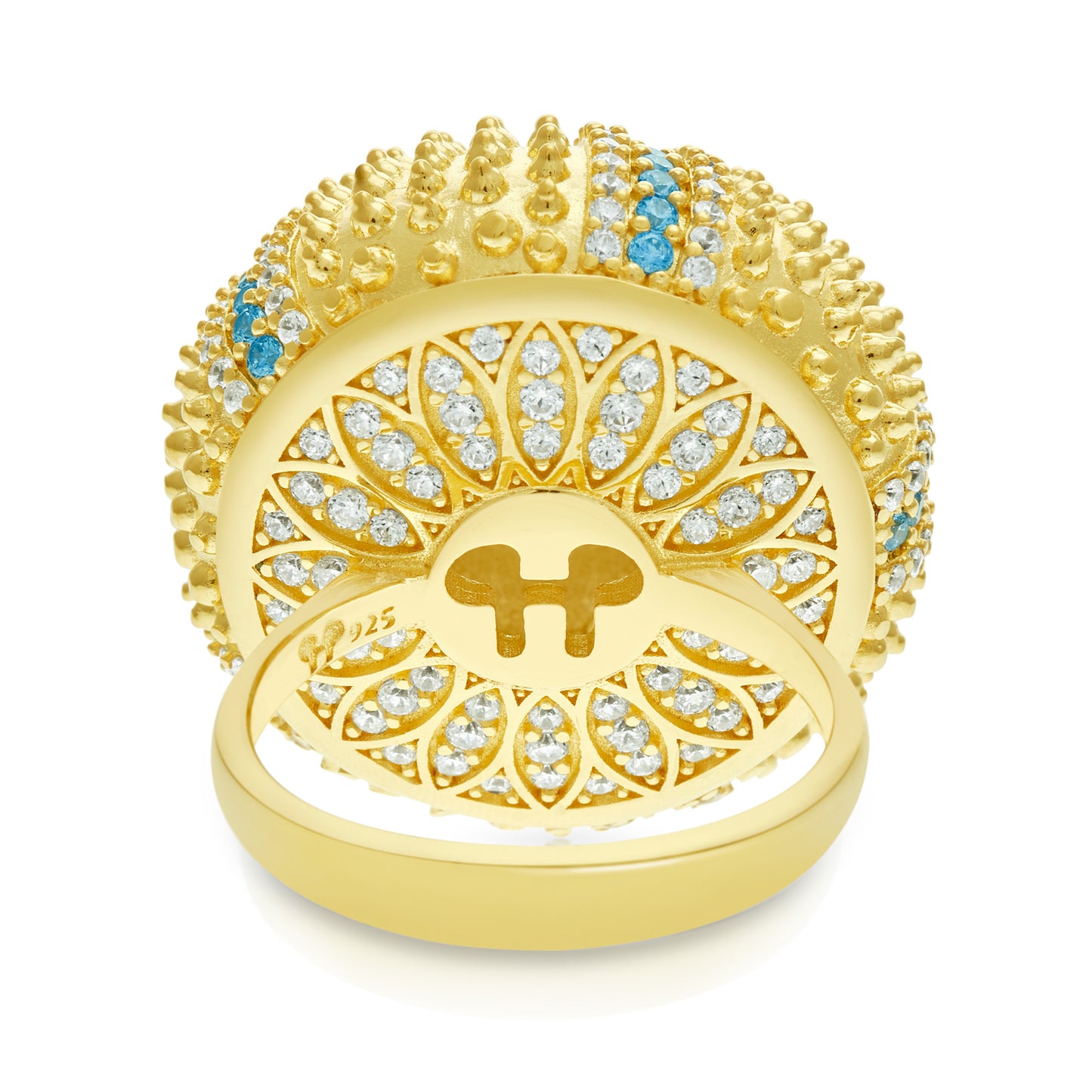 Sea Urchin Cocktail Ring - Aqua - Gold