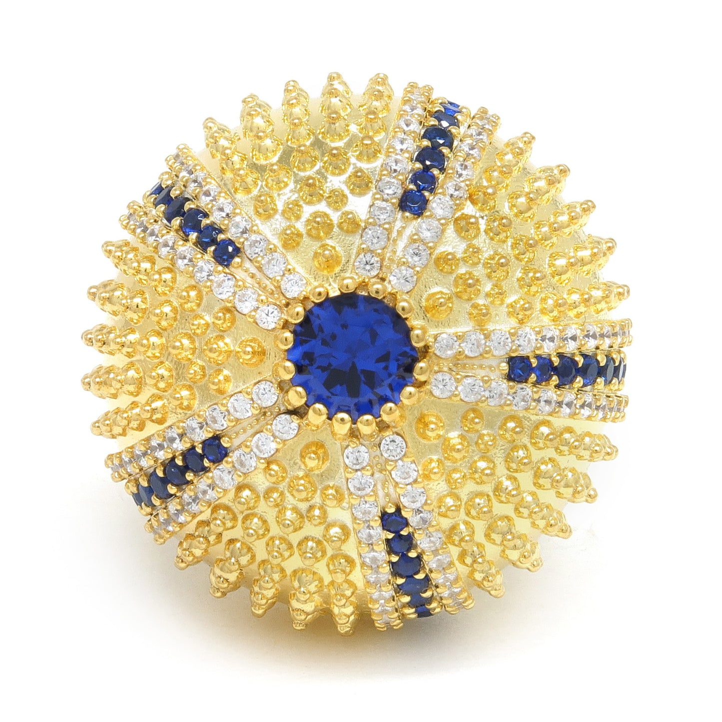 Sea Urchin Cocktail Ring - Blue - Gold