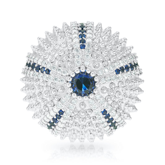 Sea Urchin Cocktail Ring - Blue - Silver
