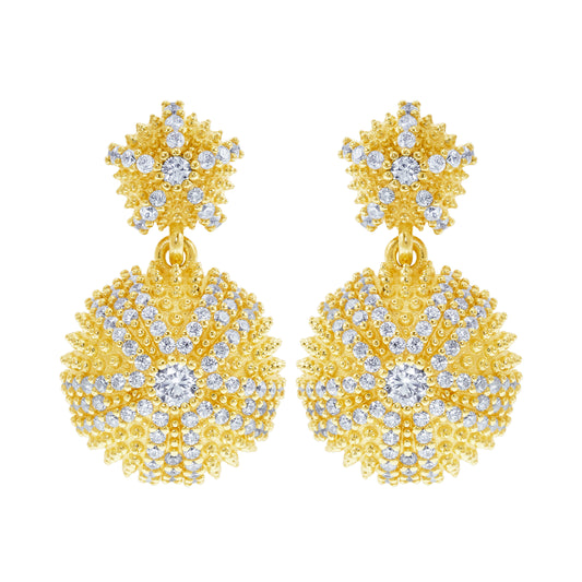 Sea Urchin Cocktail Pendant Earrings - Gold