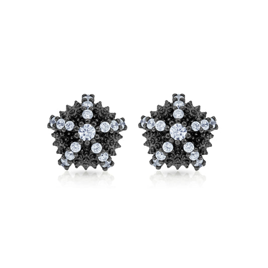 Sea Urchin Cocktail Micro Stud Earrings - Black Rhodium