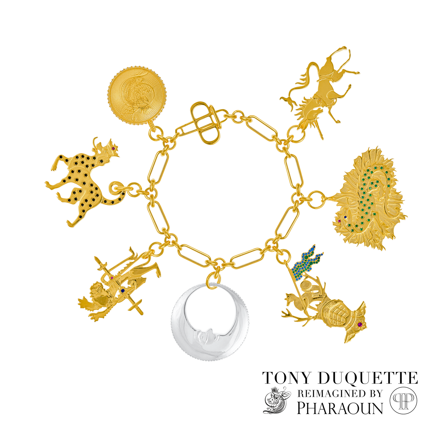 Tony Duquette Reimagined by Pharaoun Camelot Cocktail Charm Bracelet
