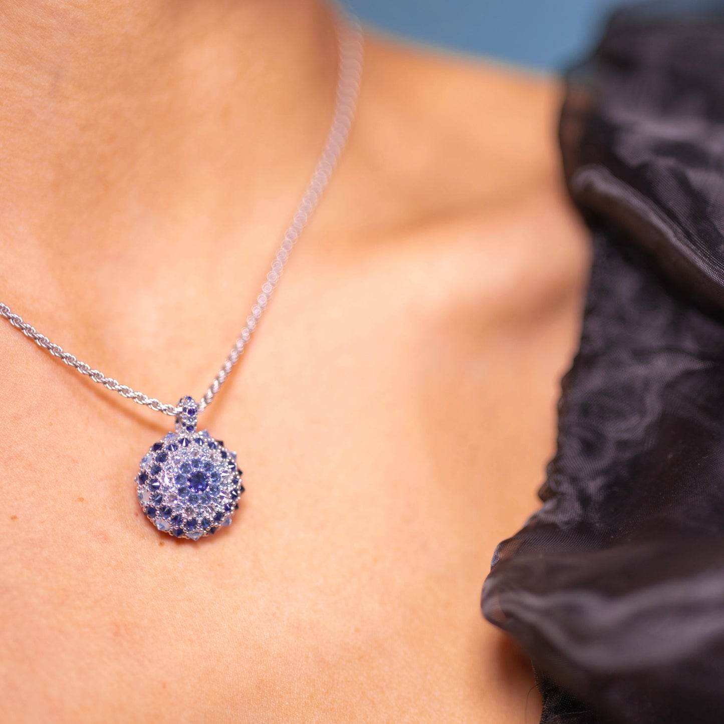 Cleopatra (Evil Eye) Bonbon Cocktail Necklace 60cm - Silver