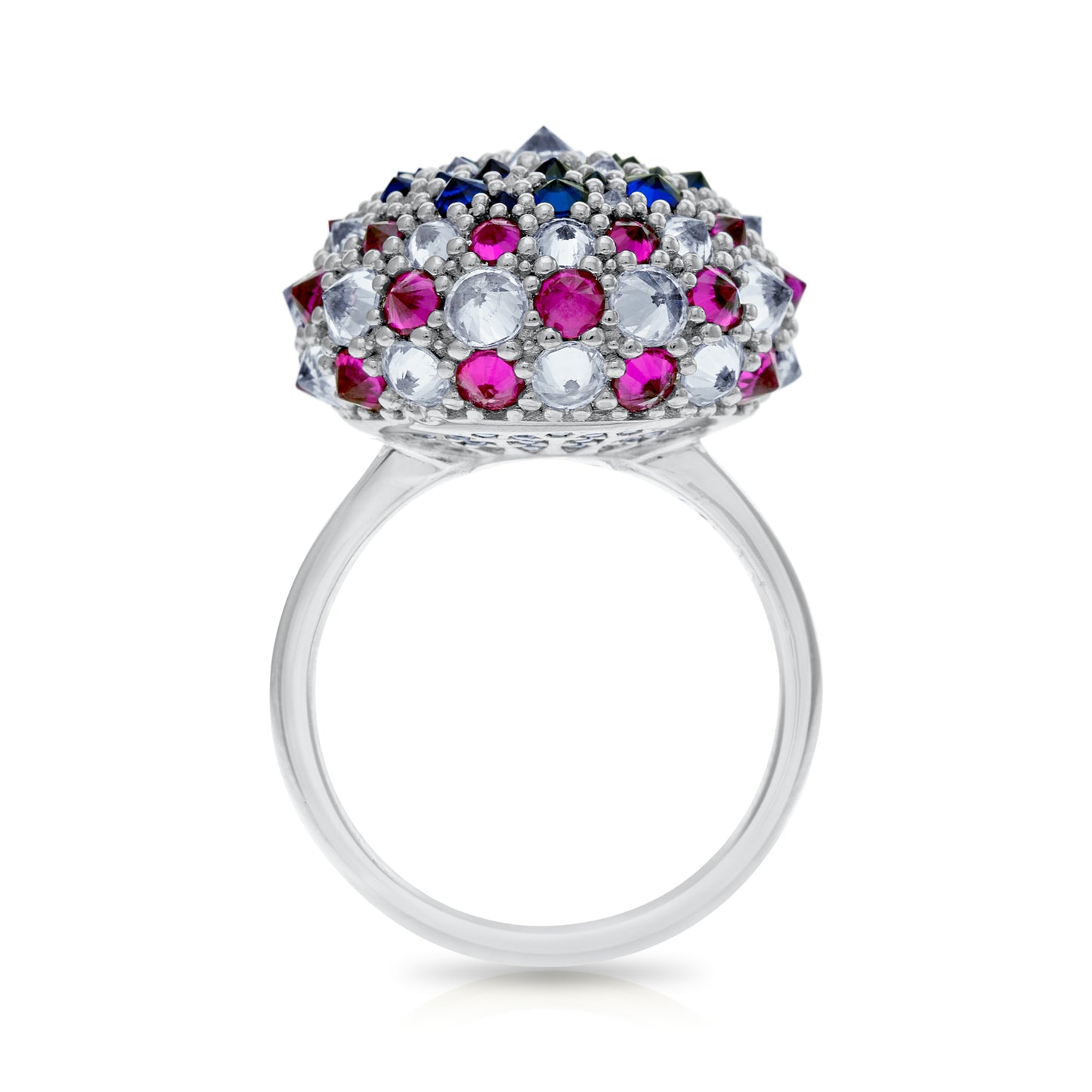 America Bonbon Cocktail Ring - Silver