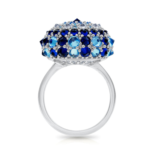 Cleopatra (Evil Eye) Bonbon Cocktail Ring - Silver