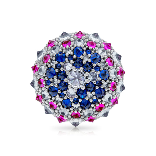 America Bonbon Cocktail Ring - Silver