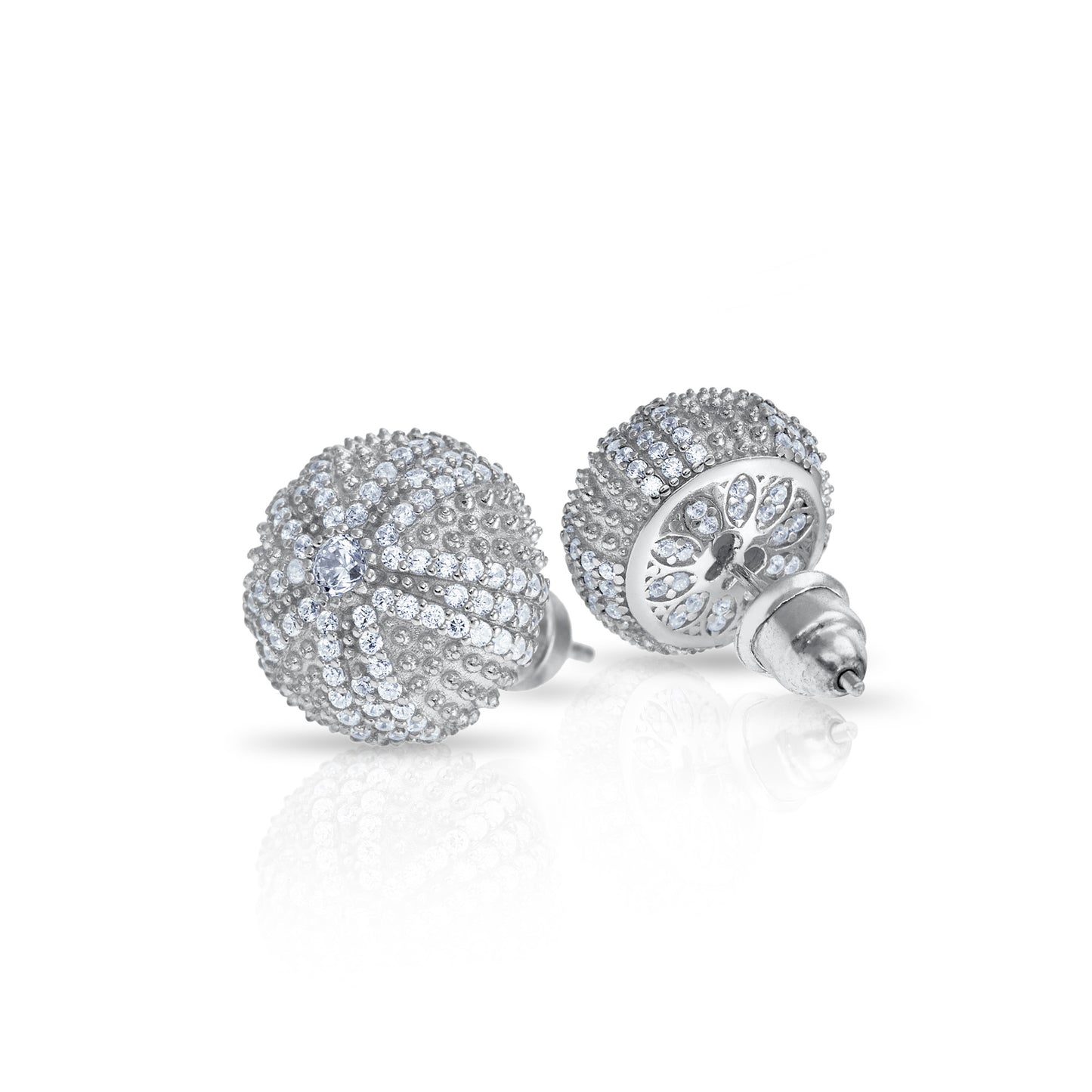 Sea Urchin Cocktail Stud Earrings - Silver