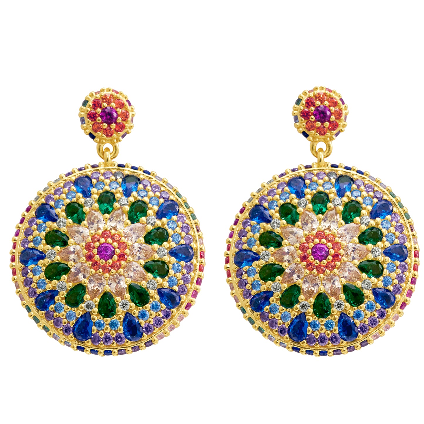 Chakra Mandala Cocktail Earrings - Gold
