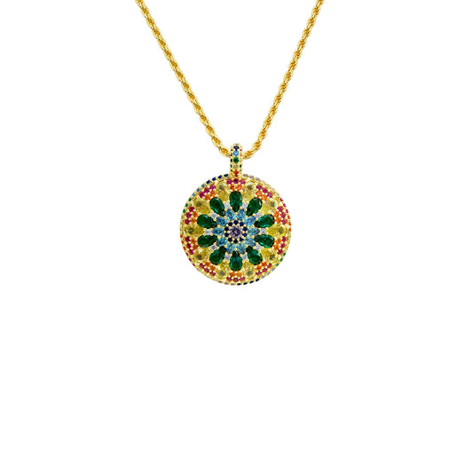 Chakra Mandala Cocktail Necklace 60cm - Gold