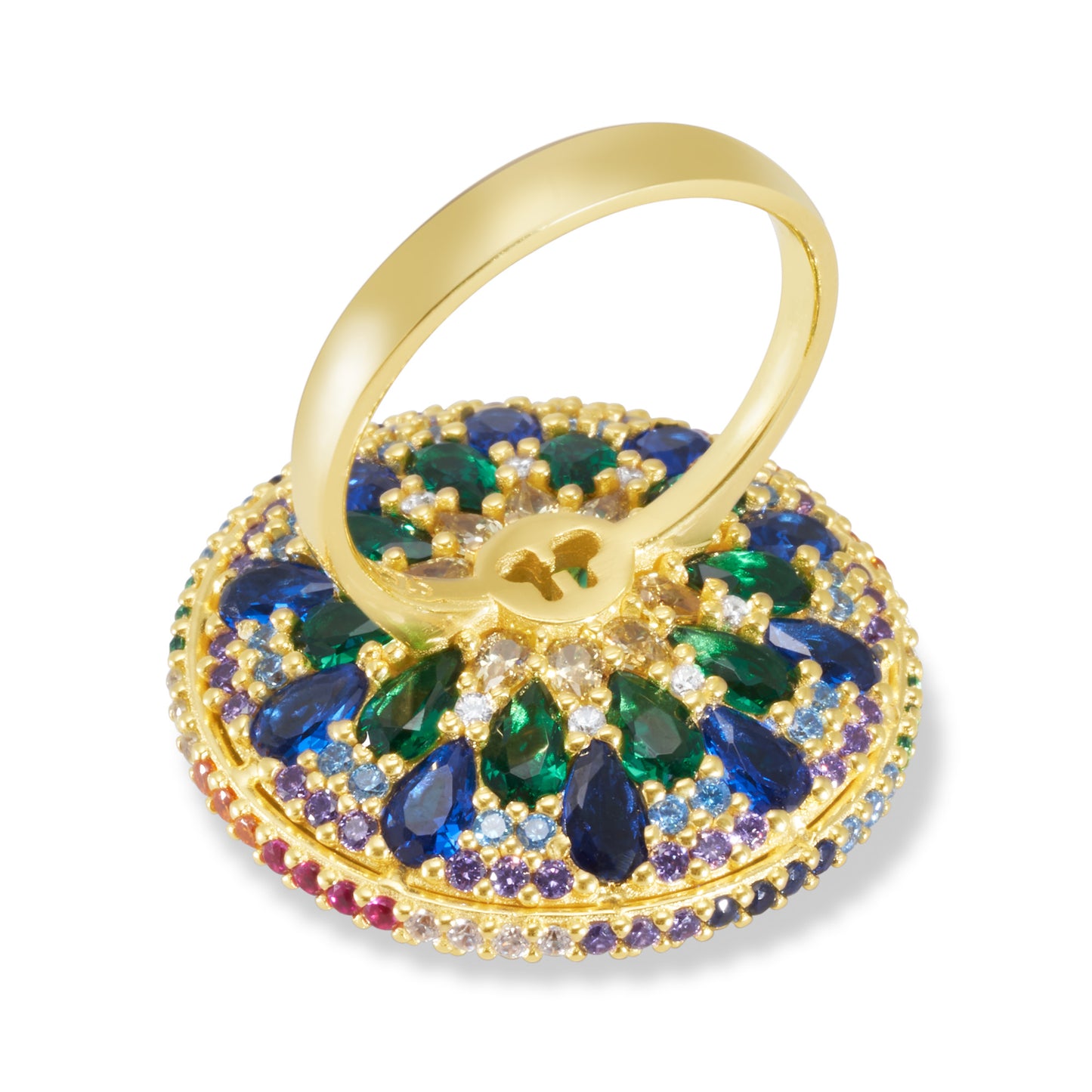 Mini Chakra Mandala Cocktail Ring - Gold