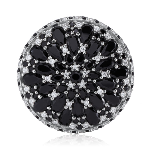 Mini Night Mandala Cocktail Ring - Silver