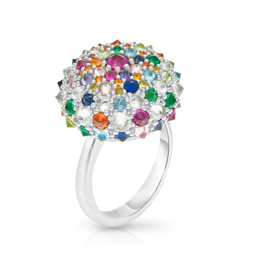 Rainbow After the Storm Bonbon Cocktail Ring - Silver