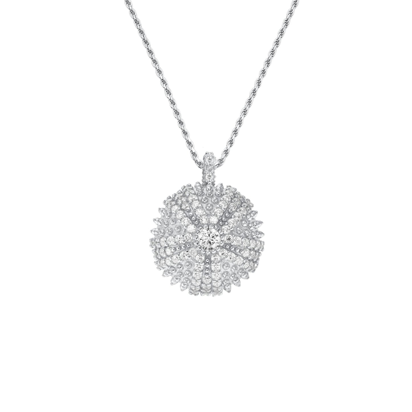 Mini Sea Urchin Cocktail Necklace 40 cm - Silver