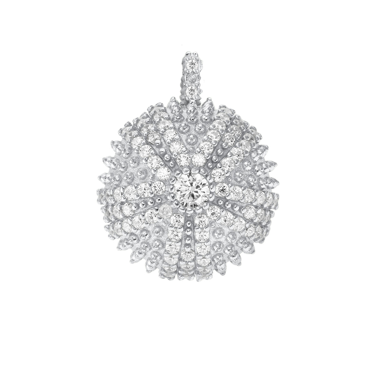 Mini Sea Urchin Cocktail Pendant Charm - Silver