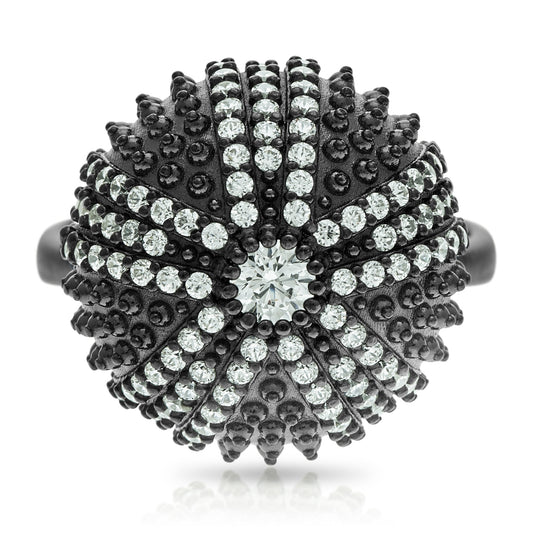 Mini Sea Urchin Cocktail Ring - Black Rhodium
