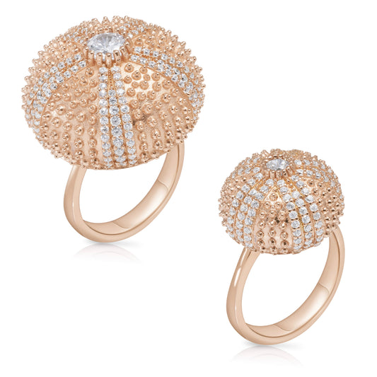 Pink Sea Urchin Cocktail Ring