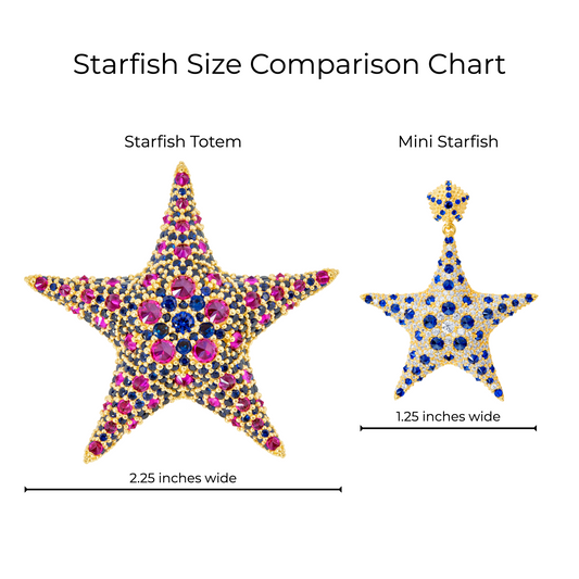 Starfish Cocktail Earrings - Blue - Gold