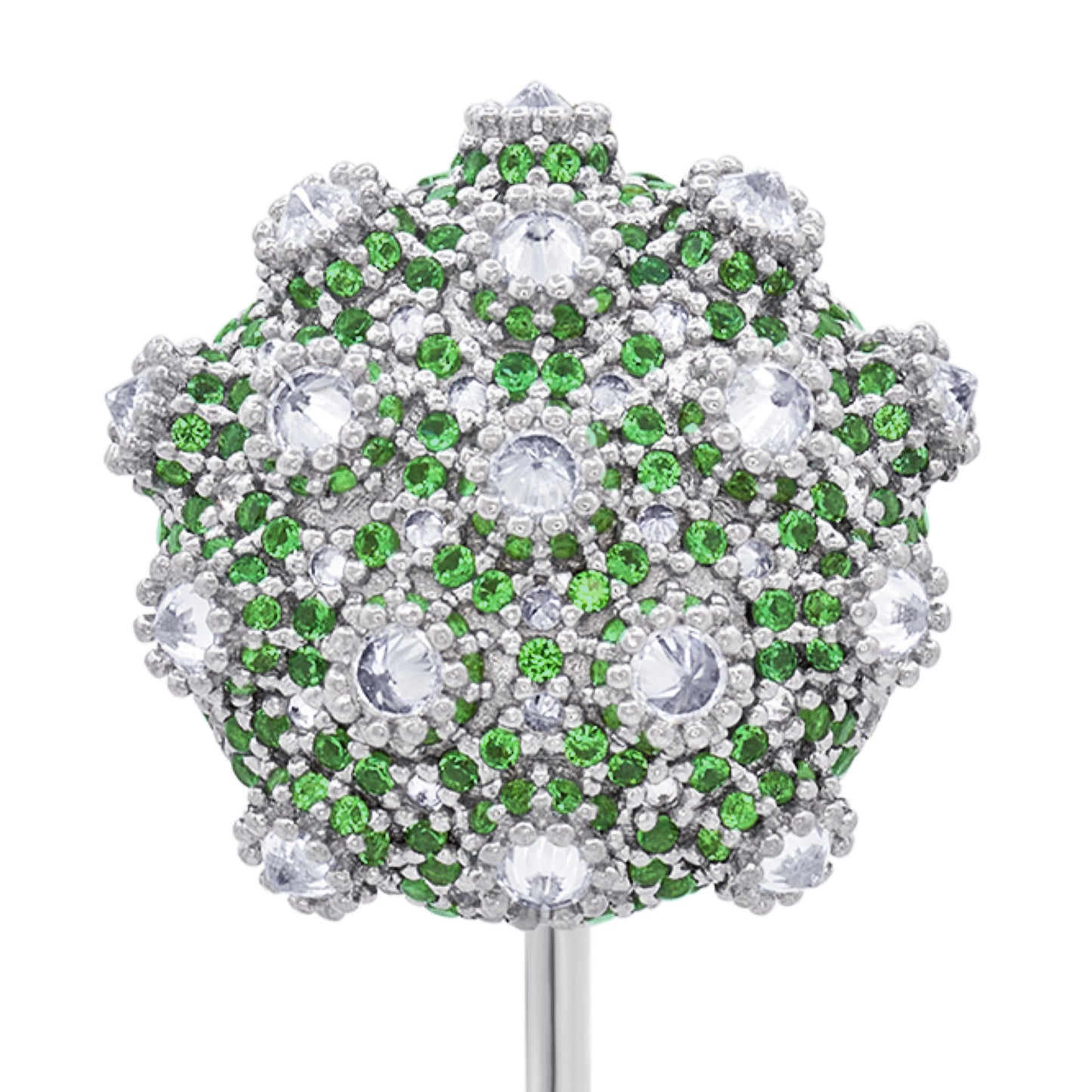 Asanoha Lapel Pin - Green - Silver