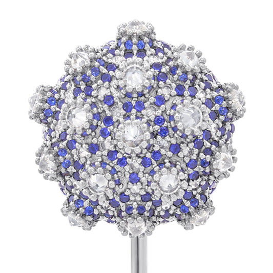 Asanoha Lapel Pin - Blue - Silver