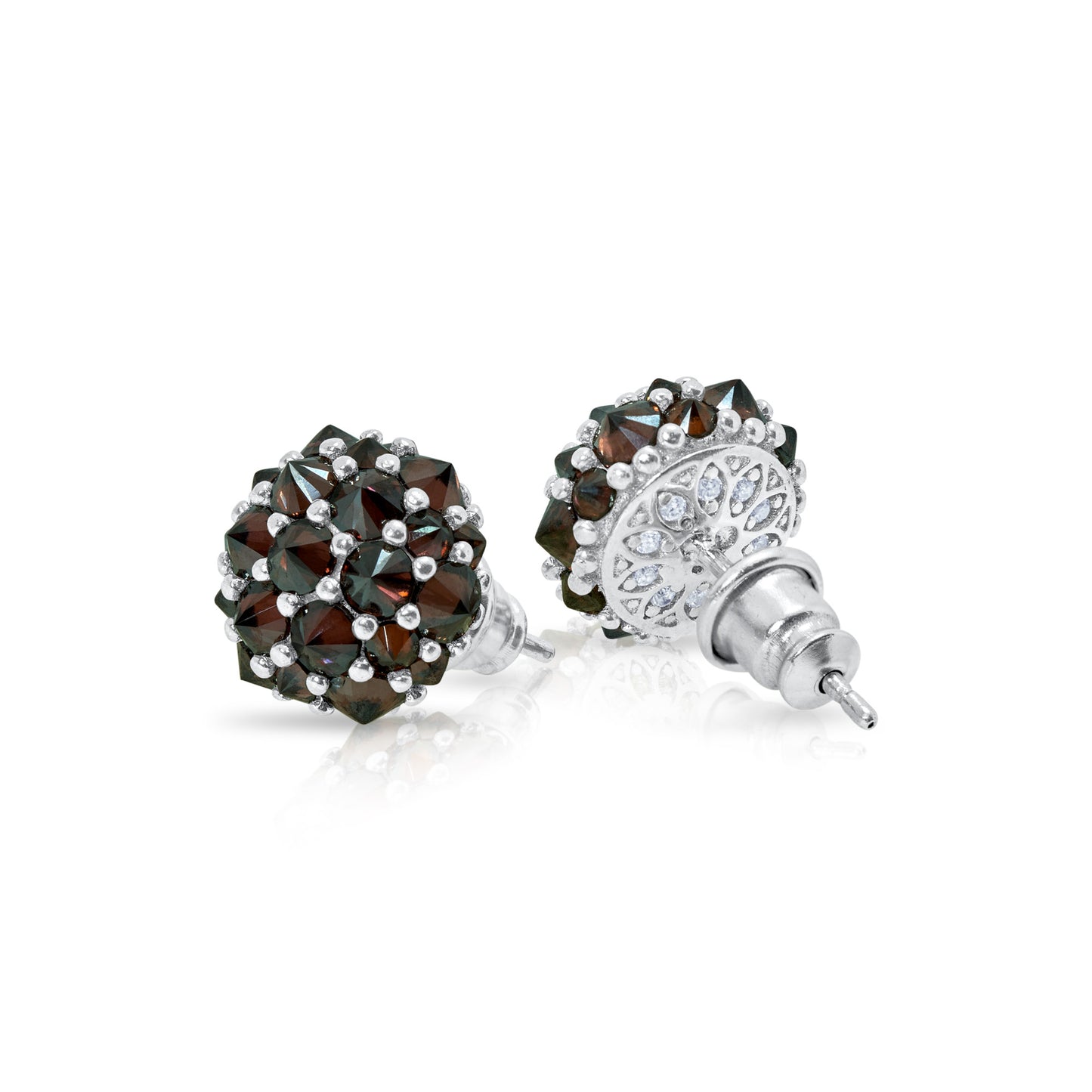 Perfect Bonbon Cocktail Earrings - Chocolate - Silver