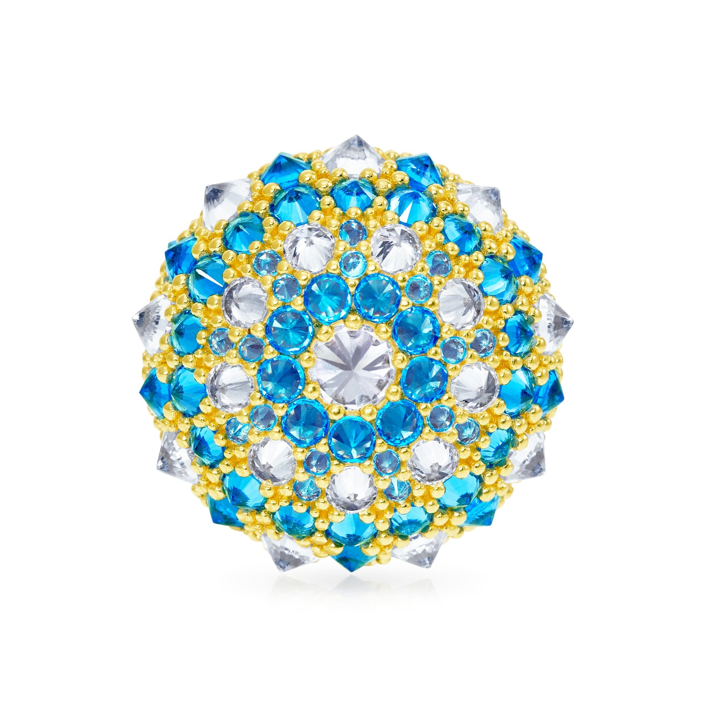 Checkmate Bonbon Cocktail Ring - Aqua - Gold