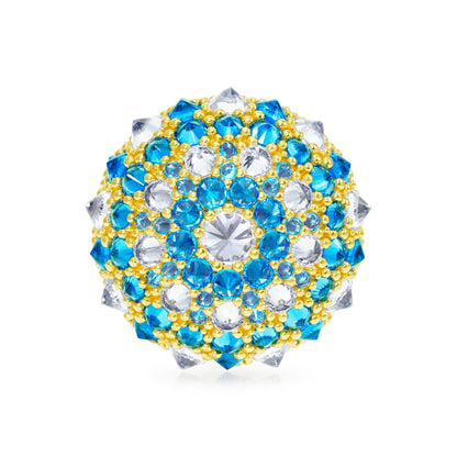 Checkmate Bonbon Cocktail Ring - Aqua - Gold