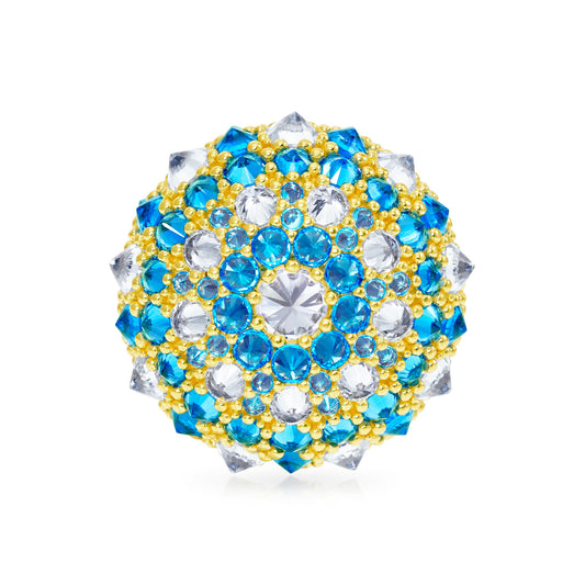 Checkmate Bonbon Cocktail Ring - Aqua - Gold